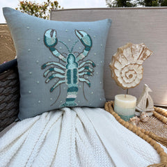 Lobster Cool - Dull Blue Linen Decorative Euro Sham