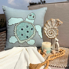 Turtle Dove - Dull Blue Linen Throw Pillow Cover