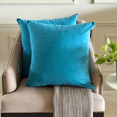 Turquoise Blue Plain Velvet Throw Pillow Cover - Turquoise Velvet