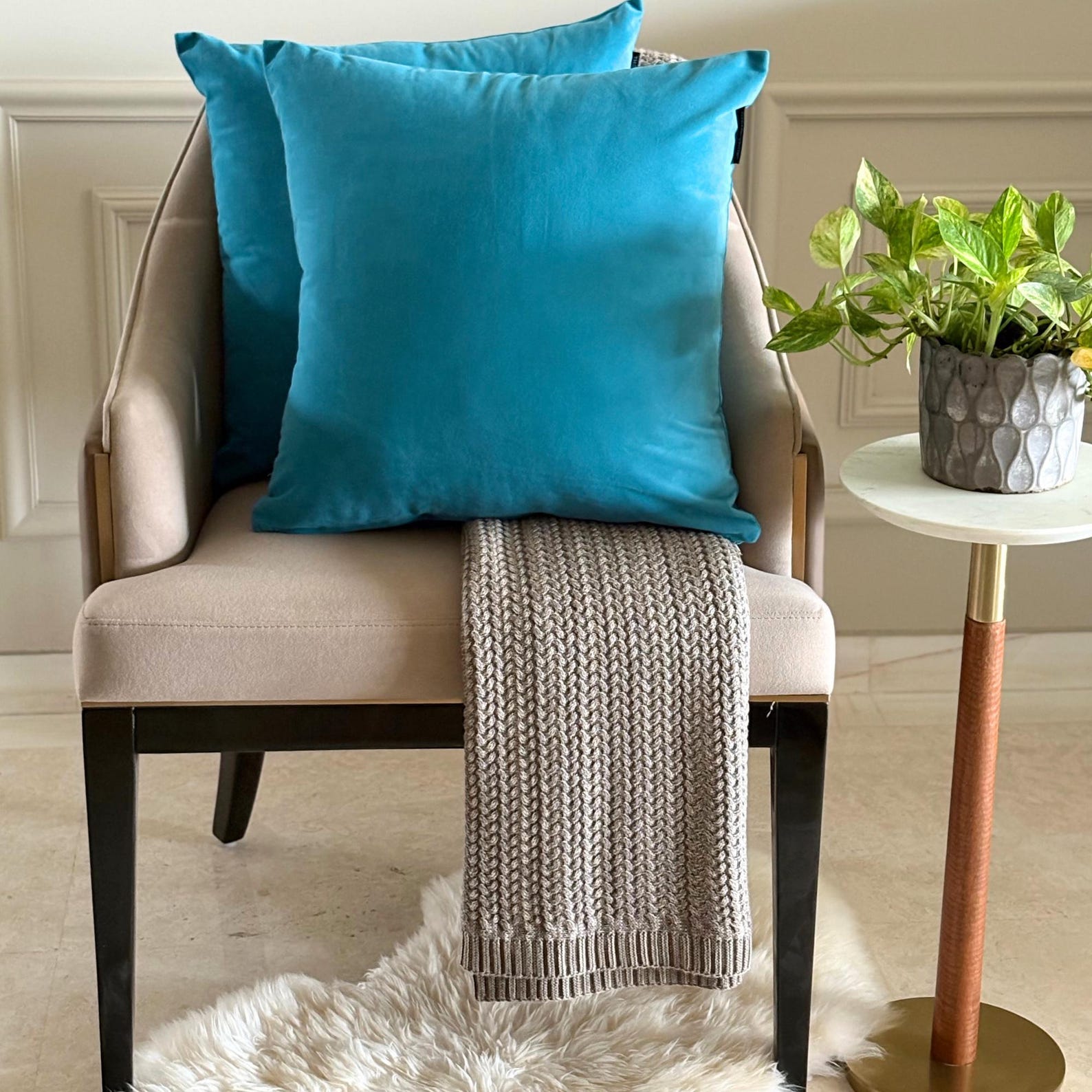 Turquoise Velvet Throw Pillow Cover