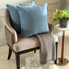 Dusty Blue Plain Velvet Throw Pillow Cover - Dusty Blue Velvet