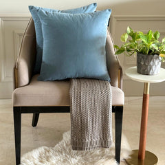 Dusty Blue Velvet Throw Pillow Cover