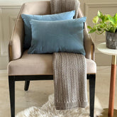 Dusty Blue Velvet Dream Lumbar Pillow Cover