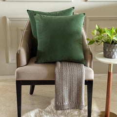 Dark Green Velvet Throw Pillow Cover