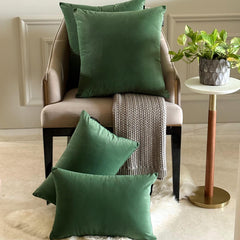 Dark Green Plain Velvet Throw Pillow Cover - Dark Green Velvet