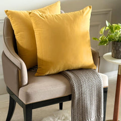 Mustard Yellow Plain Velvet Throw Pillow Cover - Mustard Yellow Velvet
