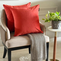 Dark Rust Plain Velvet Throw Pillow Cover - Dark Rust Velvet