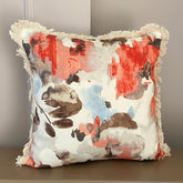 Watercolor Visions - Coral Cotton Linen Throw Pillow Cover