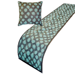 Laguna Drift - Jacquard Blue Decorative Bed Runner and Pillow Cover