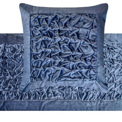 Sapphire Knots - Velvet Blue Decorative Bed Runner and Pillow Cover