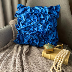 Vintage Blues - Blue Satin Throw Pillow Cover
