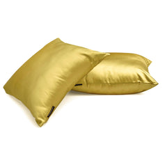 Dull Yellow Satin Lumbar Pillow Cover Pack of 2 - Dull Yellow Slub Satin