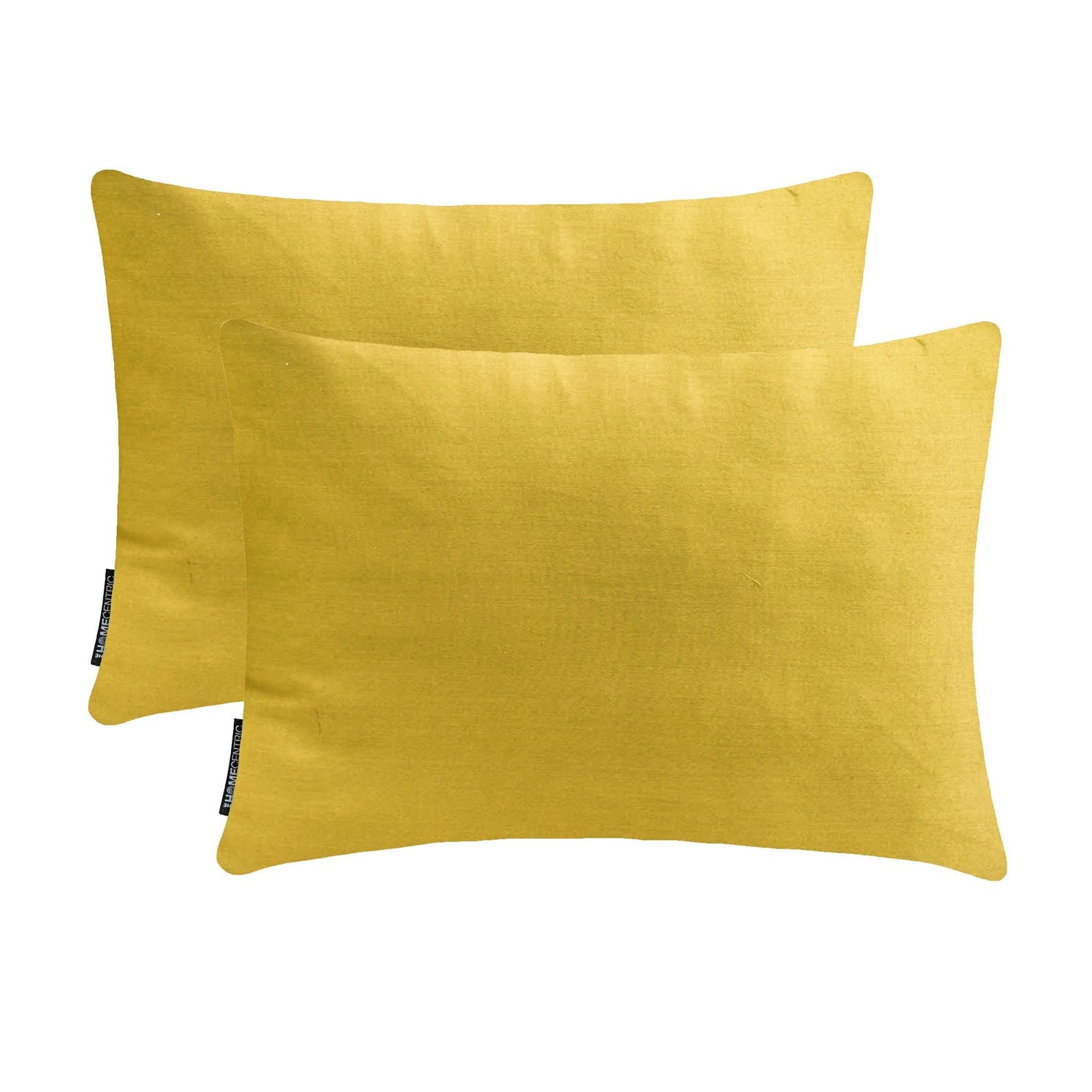 Dull Yellow Slub Satin Lumbar Pillow Cover