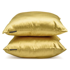 Dull Yellow Satin Lumbar Pillow Cover Pack of 2 - Dull Yellow Slub Satin