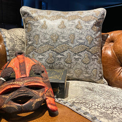 Wild Side - Silver Faux Leather Throw Pillow Cover