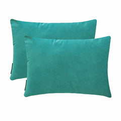 Aqua Blue Velvet Lumbar Pillow Cover Pack of 2 - Aqua Velvet Dream