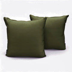 Olive Green Plain Satin Throw Pillow Cover - Dark Olive Green Slub Satin