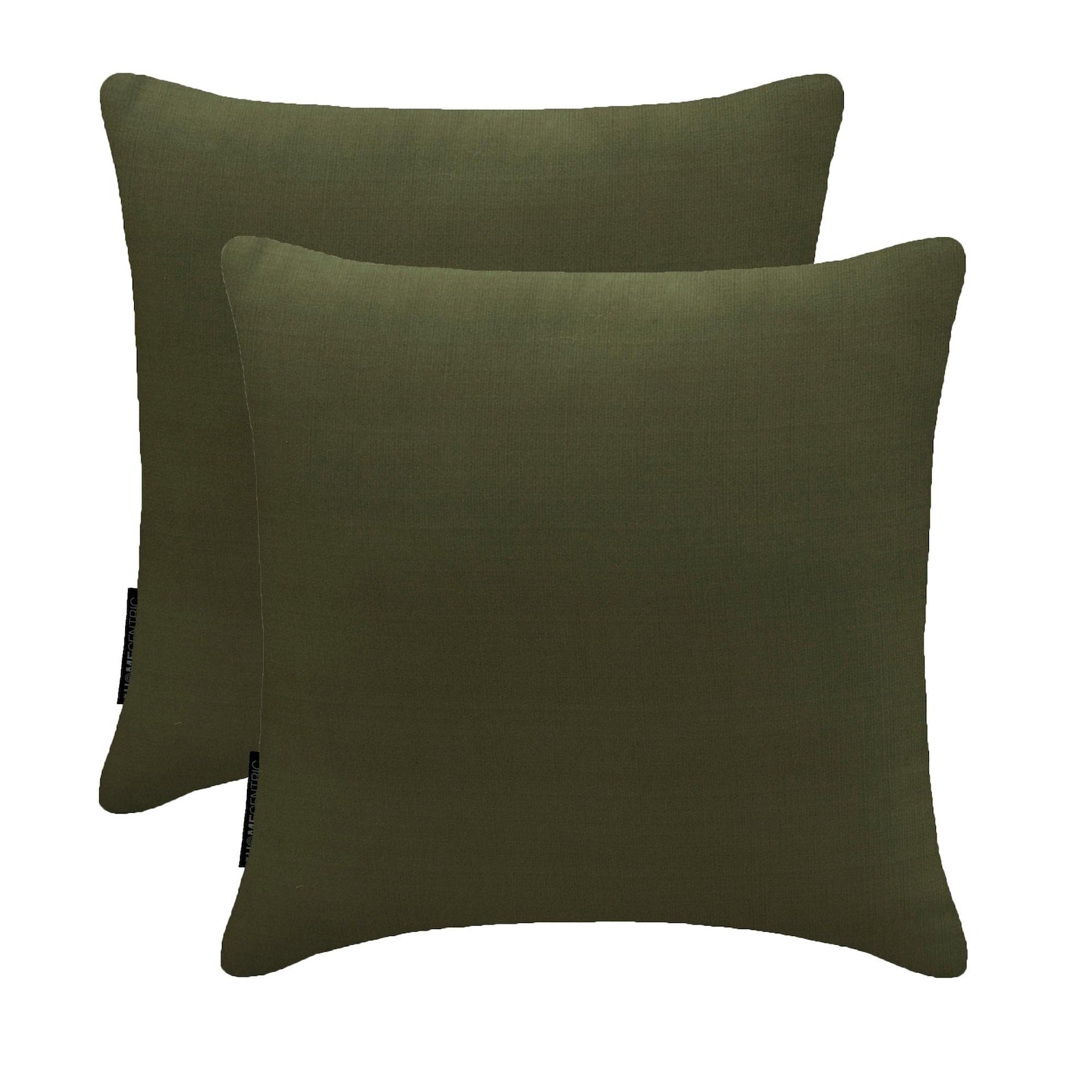 Dark Olive Green Slub Satin Throw Pillow Cover
