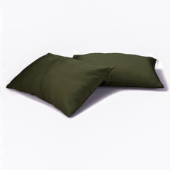 Olive Green Satin Lumbar Pillow Cover Pack of 2 - Olive Green Slub Satin