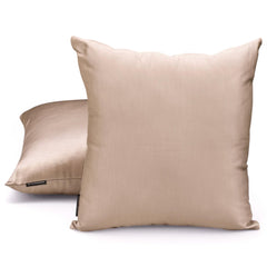 Peach Beige Plain Satin Throw Pillow Cover - Peach Beige Slub Satin