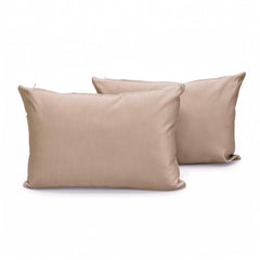 Peach Beige Satin Lumbar Pillow Cover Pack of 2 - Peach Beige Slub Satin