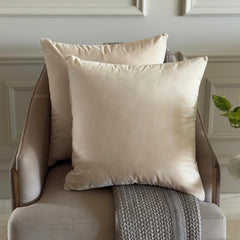Ecru Cream Plain Velvet Throw Pillow Cover - Ecru Cream Velvet