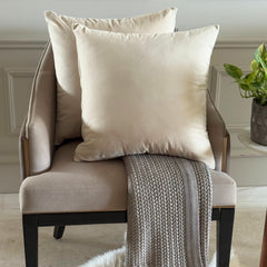 Ecru Cream Velvet Throw Pillow Cover