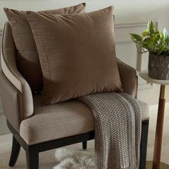 Mocha Brown Plain Velvet Throw Pillow Cover - Mocha Brown Velvet
