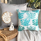 Caribbean Coast - Blue Cotton Linen Decorative Euro Sham