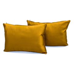 Dark Gold Satin Lumbar Pillow Cover Pack of 2 - Dark Gold Slub Satin
