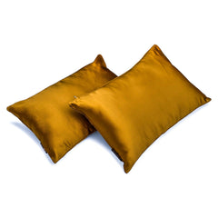 Dark Gold Satin Lumbar Pillow Cover Pack of 2 - Dark Gold Slub Satin