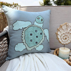 Turtle Dove - Dull Blue Linen Throw Pillow Cover