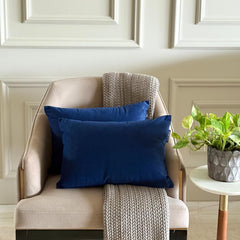 Navy Blue Velvet Lumbar Pillow Cover Pack of 2 - Navy Velvet Dream