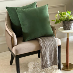 Dark Green Plain Velvet Throw Pillow Cover - Dark Green Velvet