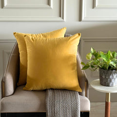 Mustard Yellow Plain Velvet Throw Pillow Cover - Mustard Yellow Velvet