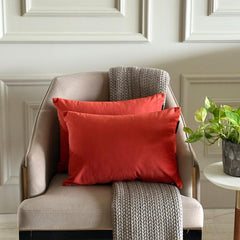 Dark Rust Velvet Lumbar Pillow Cover Pack of 2 - Dark Rust Velvet Dream