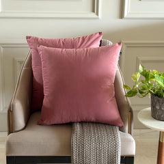 Dusky Pink Plain Velvet Throw Pillow Cover - Dusky Pink Velvet