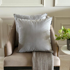 Light Gray Plain Velvet Throw Pillow Cover - Light Gray Velvet