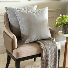 Light Gray Plain Velvet Throw Pillow Cover - Light Gray Velvet