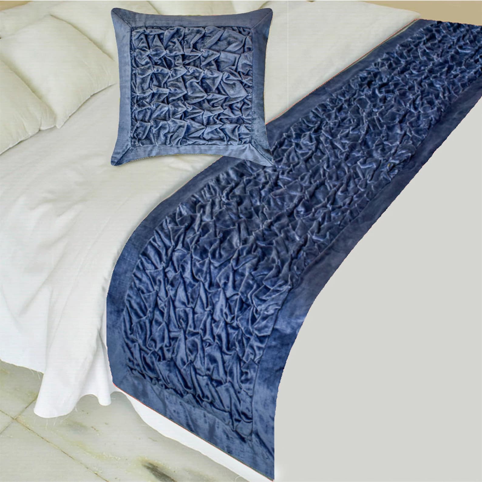 Sapphire Knots Decorative Bed Runner and Pillow Cover