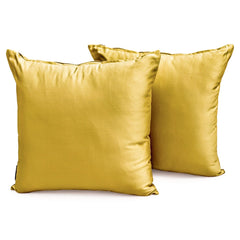 Dull Yellow Plain Satin Throw Pillow Cover - Diull Yellow Slub Satin