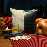 Nash - Black Faux Leather & Jute Throw Pillow Cover