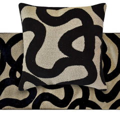 Noir Scroll - Cut Velvet Black Decorative Bed Runner and Pillow Cover