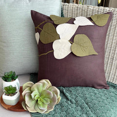 Oliveleafyday - Brown Faux Suede Throw Pillow Cover