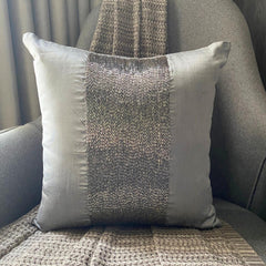 Silver Center - Silver Art Silk Throw Pillow Cover