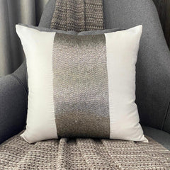 White Sparkle - White Art Silk Decorative Euro Sham