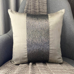 Gunmetal Center - Gray Art Silk Throw Pillow Cover