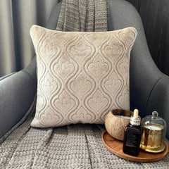 Velvet Majestic Pearl - Beige Velvet Throw Pillow Cover