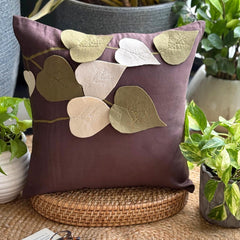 Oliveleafyday - Brown Faux Suede Throw Pillow Cover