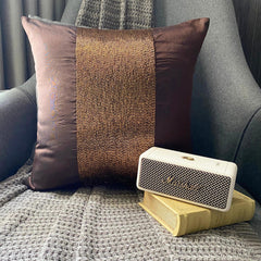 Center Stage - Brown Art Silk Throw Pillow Cover